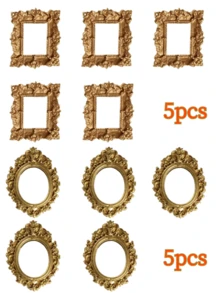 10个/1个复古奢华巴洛克风格树脂相框装饰，圣诞DIY童话娃娃屋迷你相框装饰，适合圣诞娃娃展示，送给家人和朋友的惊喜礼物，珠宝店景观配件 - 彩色 - 查看 33