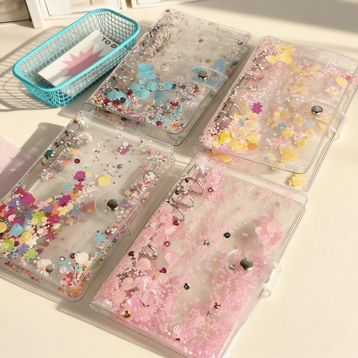 A6 Transparent Colorful Oyster Shell Double Snap Binder, Minimalist 6-Ring Loose Leaf Notebook Cover, Binder, Sticker Album, Idol Cards, Stickers, Planner, Can Store Beautiful Photos, Budget Planner, Can Be Used As Photo Album, Money Saver, Stationery, Notebook, Sticker Book, Loose Leaf Book, Sticker Notebook, Refill, Pocket Book, Seal Book, Office Supplies, School Supplies, Back To School - Colored Oyster Binder - View 1