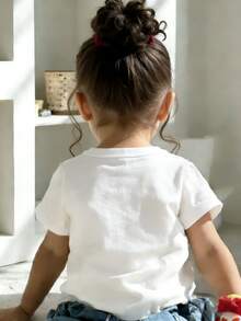 This Disney Toy Story Jessie And Bullseye Patterned Casual, Simple, Round-Neck Short-Sleeved T-Shirt Is Designed For Both Baby Boys And Girls, Making It An Ideal Choice For Summer Wear. - 白色 - 查看 2