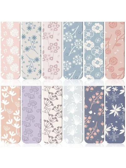 12 piezas de marcadores magnéticos con diseño floral para mujeres, marcadores de página magnéticos para libros, planificadores, estudiantes y lectura, con 12 diseños diferentes