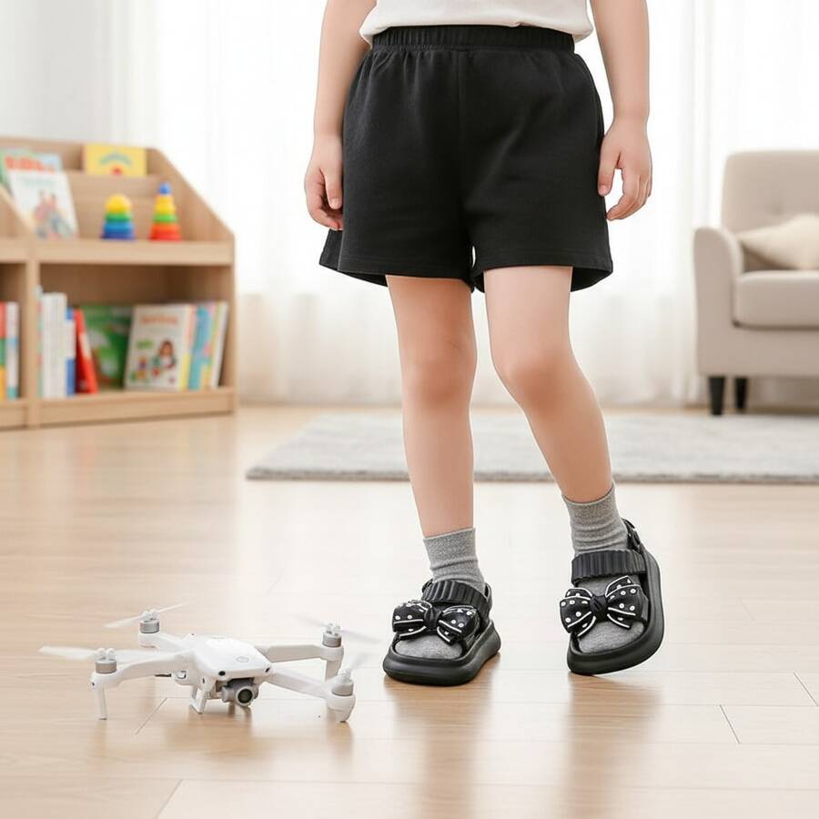2026新款夏季公主风儿童凉鞋,软底防滑拖鞋,适合大童女孩 - 黑色 - 查看 1