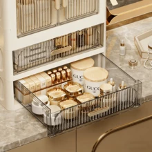 Light Luxury Double Door Drawer Organizer, Desktop Dustproof Cosmetic Storage Rack, Vanity Skincare Lipstick Storage Box - 雙開門2抽屜 - 查看 9