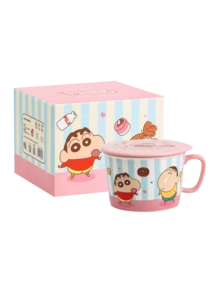 CRAYON SHINCHAN Bộ bát sứ hình hoạt hình Crayon Shin-Chan có nắp và tay cầm - Dùng được trong lò vi sóng - Bộ bát ăn trưa di động, lý tưởng cho mì, súp và ramen. - Nhiều màu - Xem 10