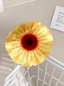 1pc Women's Acetate Sunflower Flower Half-Clipped Hair Clip, Spring/Summer Ponytail Clip Hair Accessory - Yellow - View 4