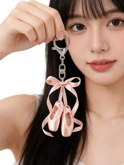2D Pink Ballet Shoe Pendant, Bow Keychain, Ballet Shoe Lace Design, Elegant Dancer Gift, Can Be Used As Handbag, Backpack Accessory, Ballet Enthusiast Souvenir, Mother'S Day Gift, Also Suitable For Hanging On Backpacks, Handbags, Car Keys, Door Keys, Suitable For Dating, Studying, Working, Commuting, Mobile Phone Accessories, Wedding Season, Bridesmaid Gift, Bride Gift, Couple, Valentine'S Day, Mother'S Day And Other Occasions.