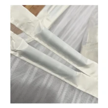 1 pieza Puerta de malla magnética extra grande de color blanco, mosquitera de uso doméstico de verano, puerta de pantalla de cierre automático para dormitorio, balcón, cocina, cortina de malla transpirable, cortina de puerta de gasa magnética suave para el verano - Rayas blancas magnéticas - Ver 7