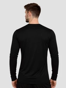 Men's Long Sleeve Dry Fit T-Shirt For Gym And Workout - Black - View 2