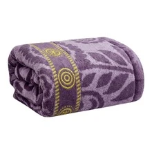 Large Soft Cotton Bath Towel With Luxury Print, 70*1.40 Cm - 圖案 4 – 紫色 - 查看 1