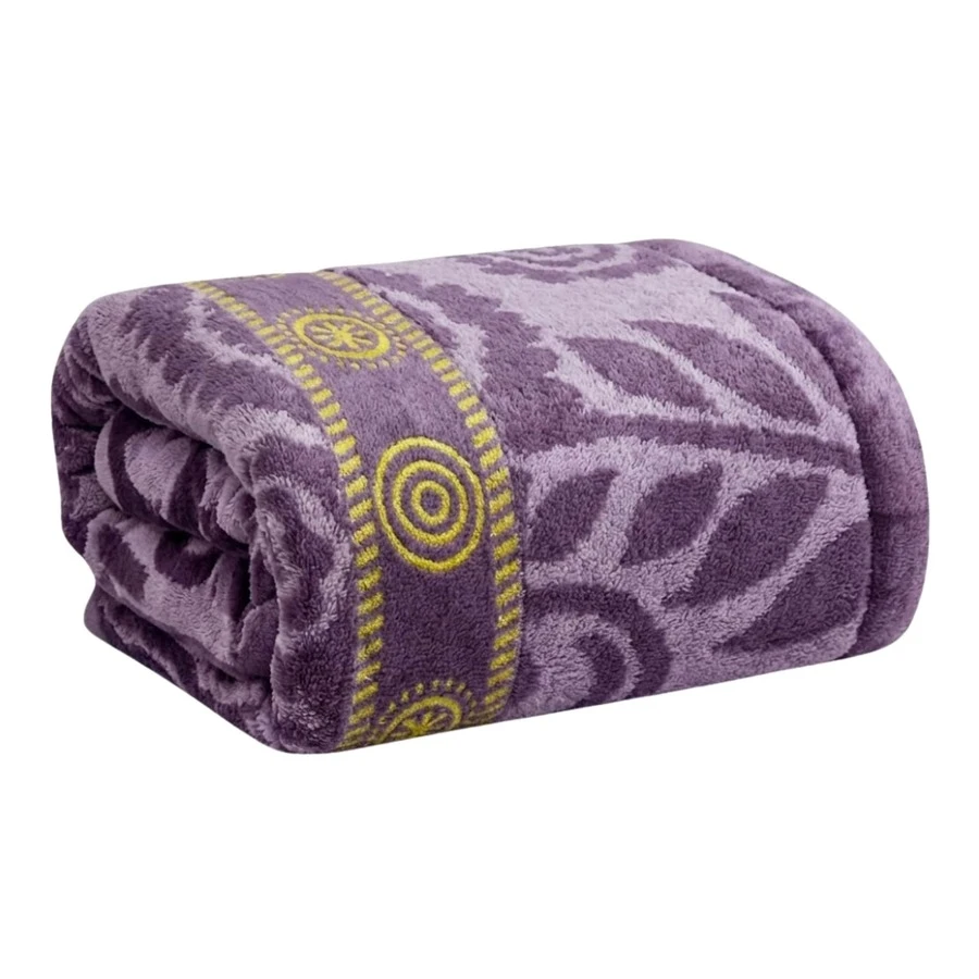 Large Soft Cotton Bath Towel With Luxury Print, 70*1.40 Cm - 圖案 4 – 紫色 - 查看 1