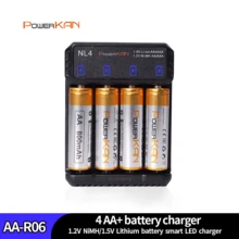 POWERKAN 全套充电套装：NL4 四槽通用 USB 充电器，带 LED 指示灯和过充保护，支持 1.2V 镍氢/1.5V 锂离子可充电 AA/AAA 电池，附带 4 节电池（4 节 AA 800mAh） - Set(AA800x4pcs++NL4) - 查看 11