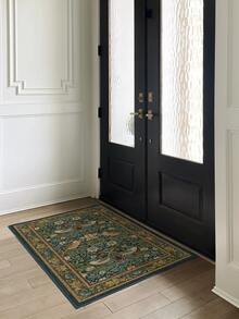 Tapete vintage marroquino com estampa floral e totem de pássaros (1 peça), em imitação de lã macia, ideal para banheiro, cozinha, hall de entrada, corredor, cabeceira, sala de estar e quarto. Lavável à máquina. Decoração para casa. - Multicolorido - Ver 6