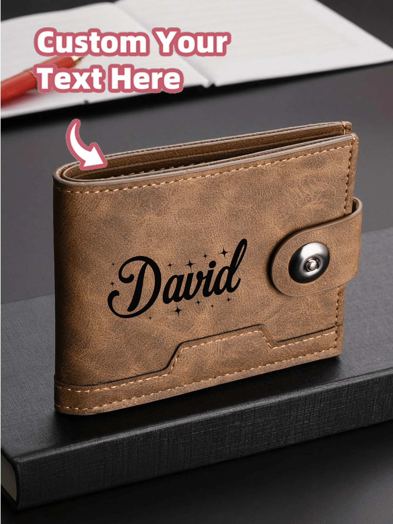 1pc Personalized Name/Initials Men's Wallet With Engraving - Large Capacity Money Holder Suitable For Christmas, Valentine's Day & Father's Day Gifts - Durable Personalized Cash & Card Organizer - Multicolor - View 1