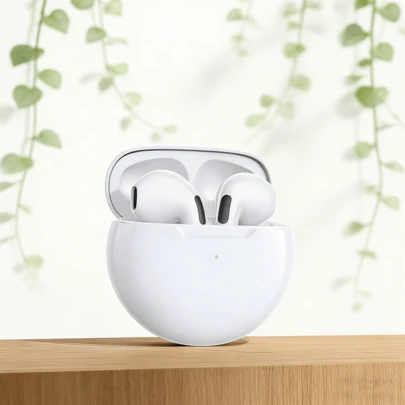 这款全新TWS真无线蓝牙耳机带麦克风9D立体声Pro6耳塞，适用于智能手机。