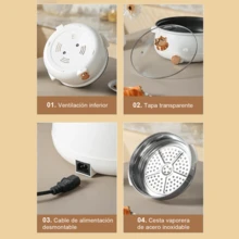 Olla eléctrica multifunción, abertura de 28 cm de ancho, recipiente interior antiadherente para facilitar la limpieza, ajuste de calor de tres velocidades, para cocinar al vapor, hervir, saltear y guisar, todo en uno, un electrodoméstico muy práctico. - Tipo de Enchufe A USA (110-127V) - Ver 10