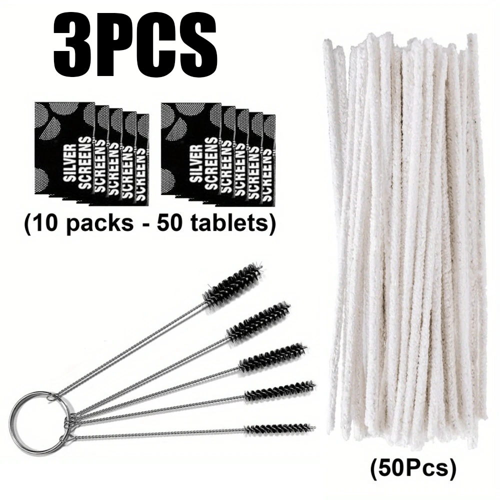 Kit de limpeza para cachimbo (1 peça/conjunto com 3 peças), conjunto multifuncional de escovas de limpeza, com bastão de limpeza, escovas e filtros pequenos, para acessórios de fumo. - Ferramentas de limpeza - Ver 1