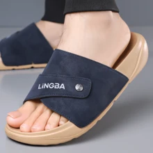 Stylish Men's Open-Toe Slides With Dual-Strap Design And Textured Sole For Secure Fit In Home Or Lounge Settings - Blue - View 7