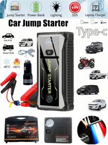 汽车应急启动器、Peak汽车电池充电器、带便携式充电器的应急启动电池组、应急LED灯、逃生安全锤、指南针 - 彩色 - 查看 2