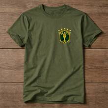 Men's Printed T-Shirt Brazil World Cup 100% Brazilian Cotton Shirt Blouse Emblem - 軍綠色 - 查看 2
