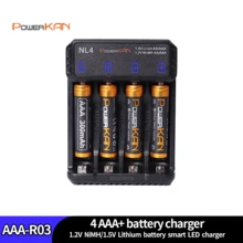 POWERKAN Complete Charging Set: NL4 4-Slot Universal USB Charger With LED Indicators & Overcharge Protection, Supports 1.2V Ni-MH / 1.5V Li-Ion Rechargeable AA/AAA, Comes With 4 Batteries (4x AAA 300mAh) - Set(AAA300x4pcs+NL4) - View 11