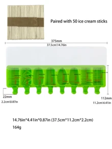 1pc 8-Cavity Fruit & Animal Shaped Ice Cream Mold, DIY Ice Cream Mold, Comes With Lid And 50pcs Wooden Sticks - Multicolor - View 23