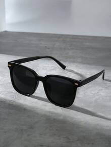 Men's Black Retro Large Frame Fashionable Versatile Glasses - Black - View 1