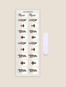 半固化凝胶美甲贴，20片装，持久耐用，沙龙级品质，易于粘贴和卸除，需配合UV灯使用 - 黑與白 - 查看 3