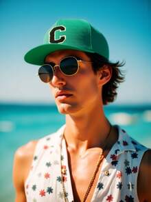 1顶男女通用个性化A-Z字母平沿棒球帽，经典可调节后扣帽，透气嘻哈风格，适合日常佩戴、街头穿搭和户外活动，夏季、海滩、假日皆宜 - 綠色 - 查看 4