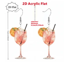 Women's Fashion Dangle Earrings – Summer 2D Acrylic Oktoberfest Beer Glass & Orange Juice Drink Drop Earrings, Minimalist Creative Fresh Fashion Jewelry - Multicolor - View 12
