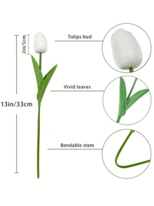 混合仿真郁金香，浅粉色和粉白色，适合户外花园装饰、室内外装饰、花瓶装饰、仿真植物、四季皆宜的装饰、房间装饰、家居花卉装饰 - 彩色 - 查看 11