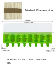 1pc 8-Cavity Fruit & Animal Shaped Ice Cream Mold, DIY Ice Cream Mold, Comes With Lid And 50pcs Wooden Sticks - Multicolor - View 12