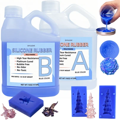 Bộ dụng cụ làm khuôn silicon lỏng 946ml/200ml (32oz/6.76oz), vật liệu đúc hỗn hợp 1:1 đông cứng nhanh (độ cứng Shore 25A), công thức độ bền cao, phù hợp cho các dự án thủ công DIY, nghệ thuật nhựa và các dự án làm khuôn tùy chỉnh, rất lý tưởng cho người mới bắt đầu.