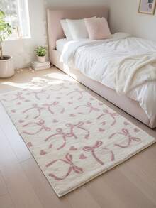 1pc Pink Butterfly Pattern Decorative Carpet, Children's Room Decor, Furniture Cozy Carpet, Living Room Small Rug, Bedroom Rug, Living Room Home Decor, Outdoor Carpet, Washable Rug - Multicolor - View 2