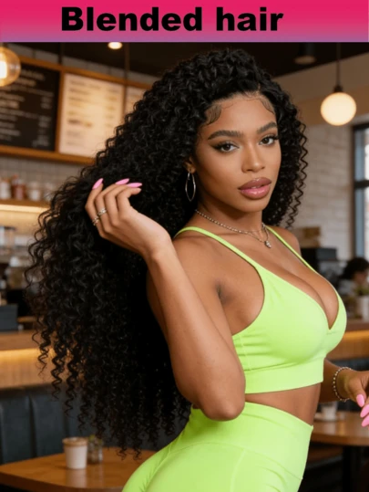 NATAN Short Wavy Bob Black Deep Curly 13X4 High Definition Lace Front Synthetic Wig, Pre-Plucked With Baby Hair, Bleached Knots, Glueless Wig