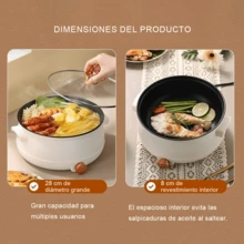 Olla eléctrica multifunción, abertura de 28 cm de ancho, recipiente interior antiadherente para facilitar la limpieza, ajuste de calor de tres velocidades, para cocinar al vapor, hervir, saltear y guisar, todo en uno, un electrodoméstico muy práctico. - Tipo de Enchufe A USA (110-127V) - Ver 9