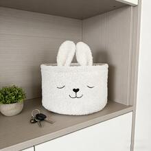 Coffee-Colored Fabric Cartoon Rabbit Plush Storage Basket, Embroidered Design, Can Store Snacks, Toys And Cosmetics, Suitable For Bedroom, Desktop And Car Interior - Multicolor - View 8