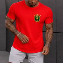 Men's Printed T-Shirt Brazil World Cup 100% Brazilian Cotton Shirt Blouse Emblem - Đỏ - Xem 1