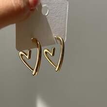 Elegant Heart Hoop Earrings, Chic Women Jewelry For Daily Wear, Valentine's Day & Mother's Day Gift - Gold - View 8