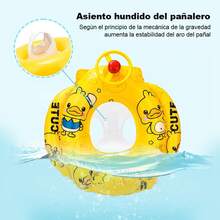 Anillo Natación para Bebé Engrosado Asiento Del Volante Con Parte Inferior Esponja Dibujos Animados para Anillo Asiento para Bebé Anillo Natación Inflable en (pato Amarillo) - Amarillo - Ver 4