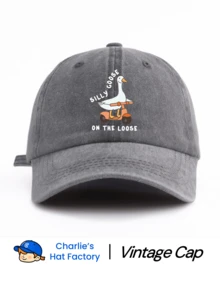 1pc Vintage Washed Baseball Cap - Funny "Carefree Silly Goose" Skateboard Print - Multiple Retro Colors Available - Soft Adjustable Dad Hat Suitable For Street, Travel And Weekend Activities,Summer,Beach,Holiday,Festival - ON tHE LOOSE - View 9