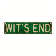 1pc 16"X4" Vintage Style "Wit'S End" Metal Sign Plaque, Country Farmhouse Wall Decor For Home, Kitchen, Bar Or Cafe | Humorous Drip Design, Easy To Hang, No Power Needed, Ideal For Bathroom Decoration - Multicolor - View 7