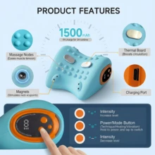 Heated Neck Massager Pillow With Remote Control – Cervical Neck & Shoulder Massage Cushion, 3 Modes & 3 Heat Levels, Ergonomic Neck Support Relaxation Pillow, Portable For Home Office Travel - Black - View 3