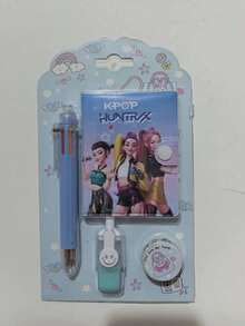 KPOP Witch Hunting Girl Group Stationery Set, Classroom Reward Learning Small Gift, Student Back To School Gift Box, Notebook, Eraser, Ballpoint Pen, Ruler, Bag Charm, Back To School Supplies - Rectangle - View 9