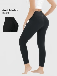 High Waisted Side Pocket Sports Pants For Women, Yoga Leggings, Seamless Fitness Yoga Pants For Spring And Summer Collection - 黑色 - 查看 1