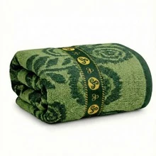 Large Soft Cotton Bath Towel With Luxury Print, 70*1.40 Cm - Pattern 5 – Green - View 1