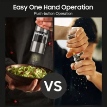 Electric Salt Pepper Grinder Set One Handed Operation Stainless Steel Spice Mill With Light Automatic Pepper Grinde For Kitchen - Silver - View 10