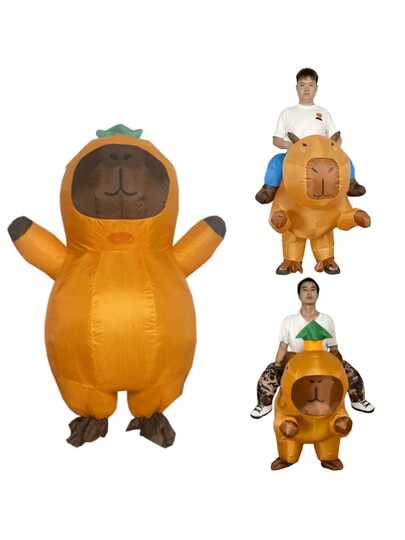Inflatable Capybara Costume For Adults With Leaf Hat Funny Cartoon Animal Outfit For Halloween Birthday Party Cosplay Show Suit