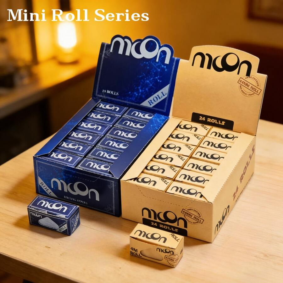 3/6/24/48张装,4米漂白+未漂白优质手卷烟纸,复古休闲独立包装,小巧月亮盒,方便携带,居家必备,户外露营,馈赠佳品,适合节日庆典、室内外活动 - 至尊藍+至尊本色 - 查看 1