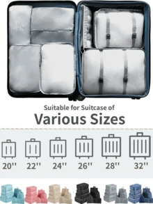 1/11件套旅行收纳多功能打包袋套装,衣物分类整理袋,行李整理袋,大容量旅行配件包,压缩收纳袋,简约时尚旅行必备,网眼手提包,旅行配件,化妆包,内衣袋,化妆包,收纳袋,整理袋,轻松整理衣物,适用于收纳化妆品、护肤品、眉笔、粉扑、梳子、指甲油、美甲用品、珠宝、香水、文具、数码产品,节日礼物,收纳袋,化妆包,旅行必备 - 灰色 - 查看 8