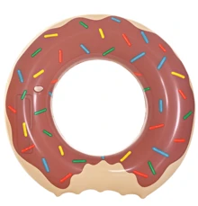 1pc Flotador de rosquilla inflable con diseño de chocolate y sprinkles, flotador de natación para adultos y niños flotador de piscina, juguete acuático, rosquilla inflable, verano, playa, piscina, accesorio de fiesta en la piscina, flotador para fotos, flotador de natación - Marrón - Ver 5