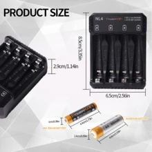POWERKAN 全套充电套装：NL4 四槽通用 USB 充电器，带 LED 指示灯和过充保护，支持 1.2V 镍氢/1.5V 锂离子可充电 AA/AAA 电池，附带 4 节电池（4 节 AA 800mAh） - Set(AA800x4pcs++NL4) - 查看 5